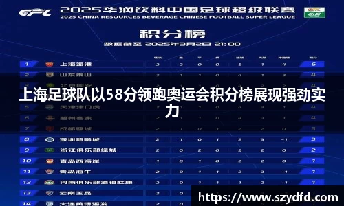 上海足球队以58分领跑奥运会积分榜展现强劲实力